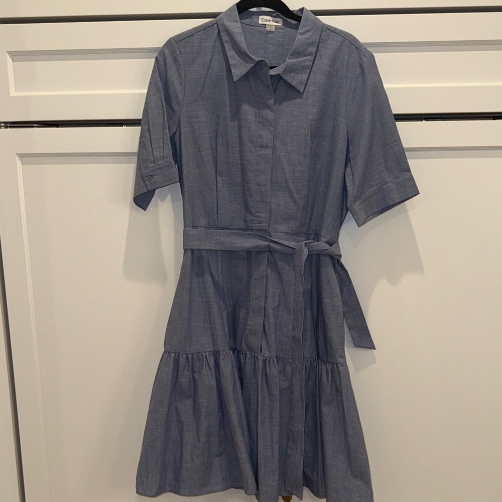 Calvin Klein Collared Belted Midi Dress NWOT - Picture 3 of 5